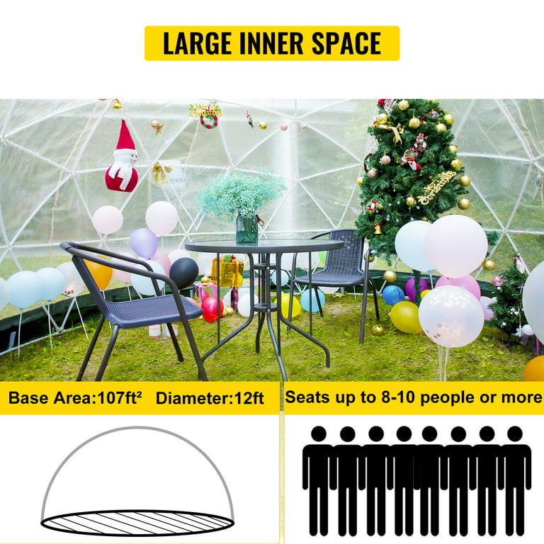 VEVOR Garden Igloo Bubble Tent 9.5ft - Geodesic Dome with PVC Cover -  Bubble Tent with Door and Windows for Sunbubble, Backyard, Outdoor Winter,  Party 