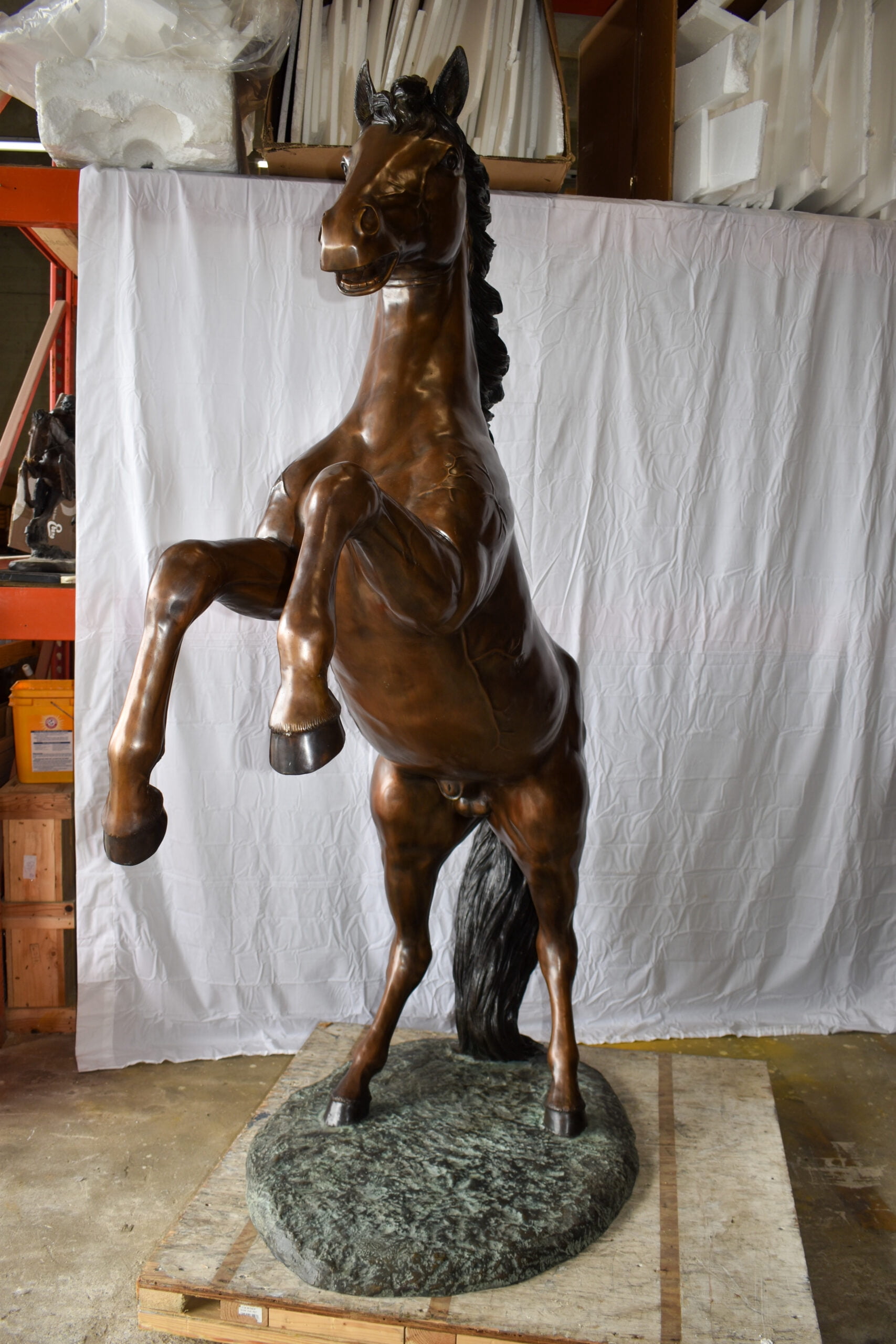 Nifao Graceful Life-Sized Horse on Hind Legs Bronze Statue – Garden Outdoor Decor Sculpture, 72"L x 34"W x 88"H