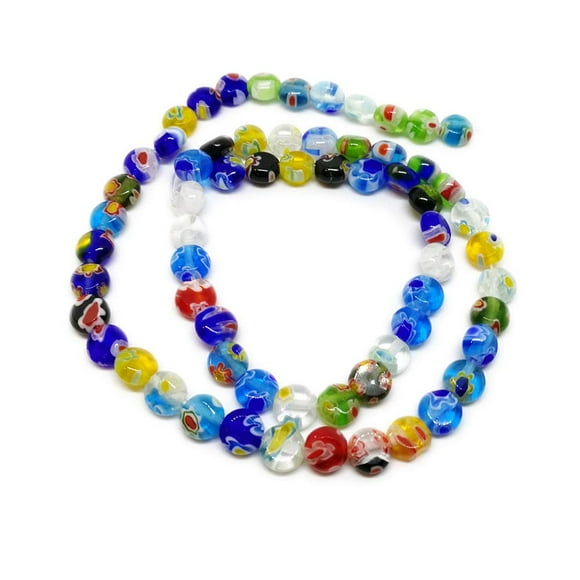 65pcs MIX Millefiori Lampwork Glass Coin Beads 6mm ~Loose Beads~