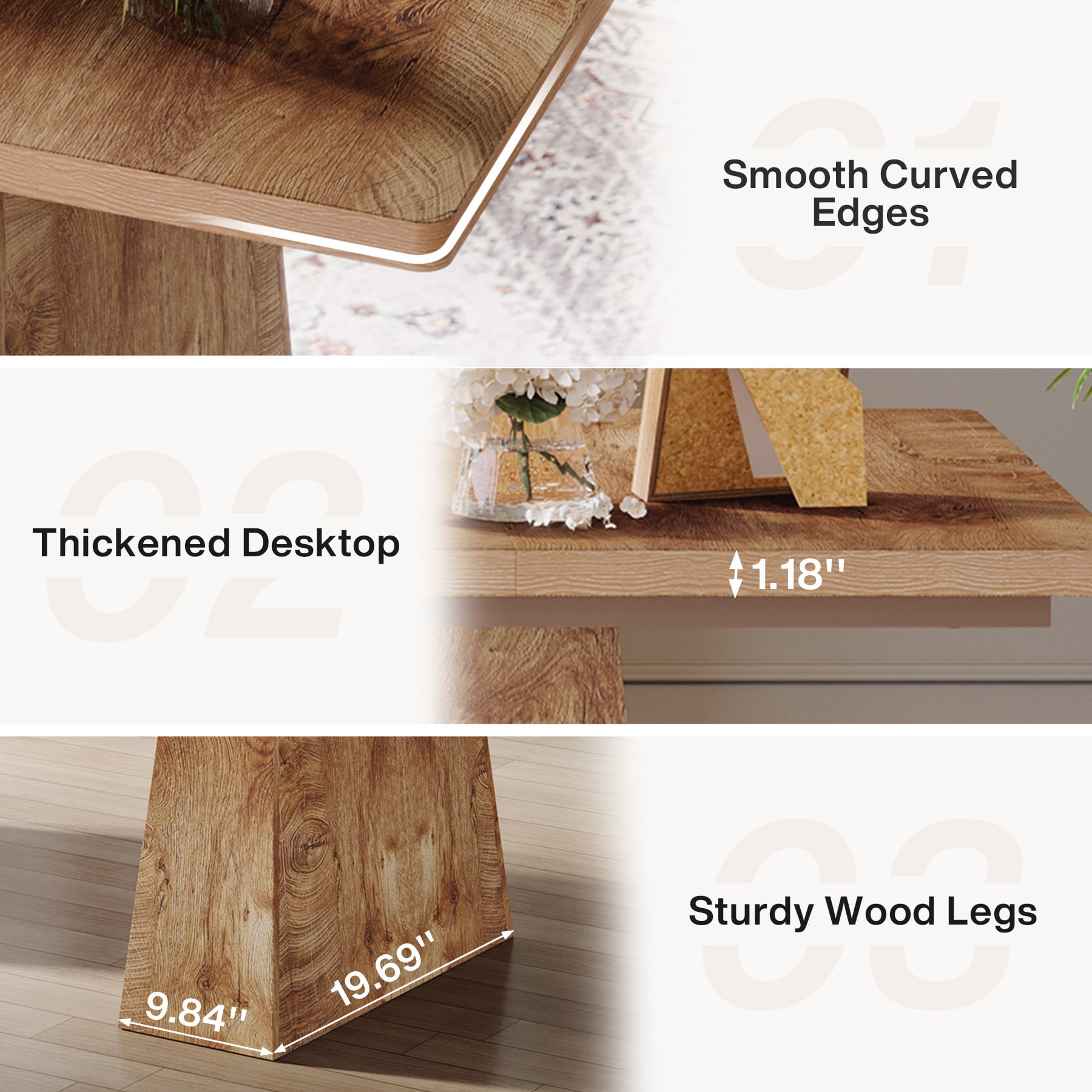 Tribesigns 63" Executive Desk, Modern Office Computer Desk with Double Pedestal, Large Simple Workstations Writing Table Conference Table, Natural