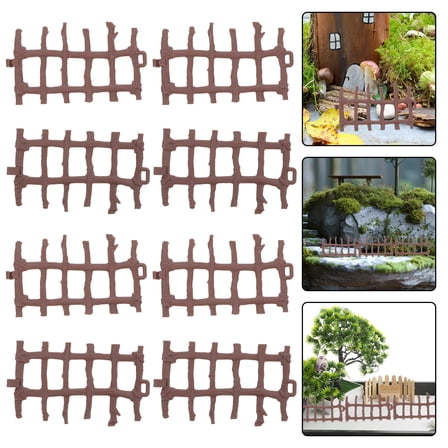 ELAYARD 50pcs Mini Picket Fence - Light Brown Plastic Farm Fence Toys For Dollhouse Accessories Creative Projects