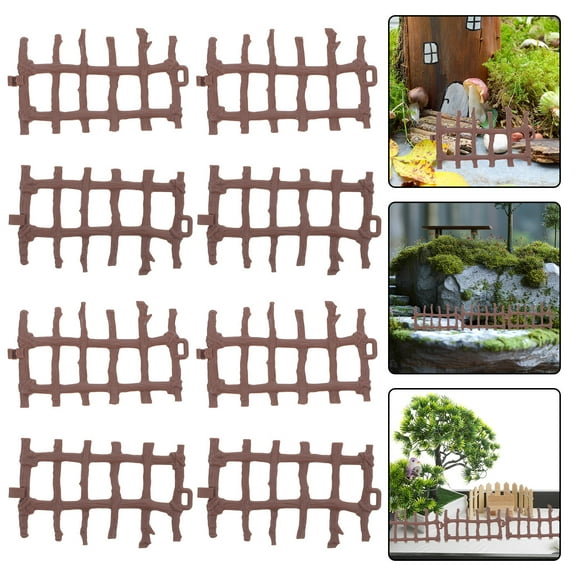 ELAYARD 50pcs Mini Picket Fence - Light Brown Plastic Farm Fence Toys For Dollhouse Accessories Creative Projects
