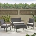 thumbnail image 5 of Modern Outdoor Wicker Sofa Set 4pc, Grey PE Rattan Patio Furniture with Waterproof Fabric Cushions, 5 of 10