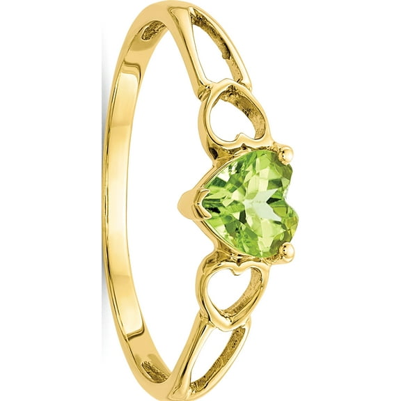 10K Yellow Gold Polished Geniune Peridot Birthstone Ring (Size 7) Made In India 10xbr161