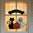 thumbnail image 5 of Halloween Decoration Wooden Ghost Door Halloween Wreath for Front Door Sign Hanging Indoor Outdoor Spooky Wreath for Home Wall Porch Party Decor, 5 of 7