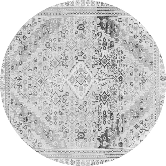 Ahgly Company Indoor Round Abstract Gray Modern Area Rugs, 8' Round