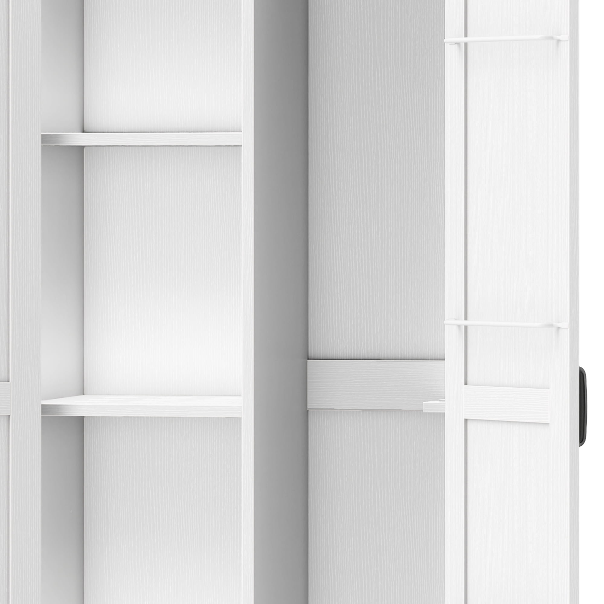 ModFusion Vacuum Storage Cabinet with Hanging Rod, 4.5 ft Tall Wood Utility Cleaning Tool Storage, Farmhouse Doors, Household Cleaner Organizer, Room Closet, White