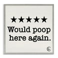 thumbnail image 5 of Stupell Industries Bathroom Rating Five Starts Would Poop Here Again Black and White Sign, 24 x 24,Design by Penny Lane Publishing, 5 of 5