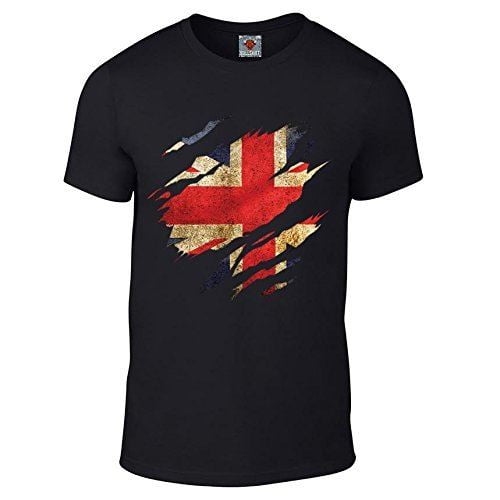 Reality Glitch Men's Torn UK T-Shirt United Kingdom Great Britain Flag Graphic Tee