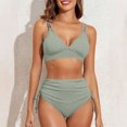 thumbnail image 3 of Women's Bikini Set Solid Color Two Piece Swimsuit with Removable Bra Pads No Underwire for Beach Swimming Vacation,Green,S, 3 of 8