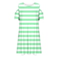 thumbnail image 7 of YUANxueke Girls Striped Dress Cold Shoulder Short Sleeve Crewneck Dresses Casual Summer Beach Vacation Sundress for 3-14 Years, 7 of 7