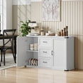 thumbnail image 2 of HOMCOM Buffet Bahut avec 3 Tiroirs et 2 Portes Grain de Bois Blanc, 2 of 10