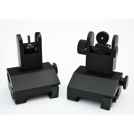 2 Piece Low Profile Front & Rear Flip up Iron Metal Rifle Gun Sights (Best Way To Sight In Rifle)