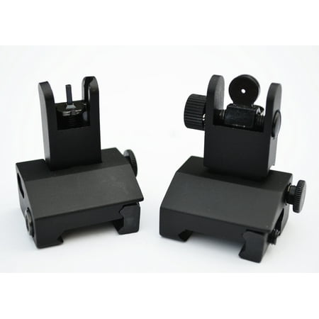 2 Piece Low Profile Front & Rear Flip up Iron Metal Rifle Gun Sights BUIS