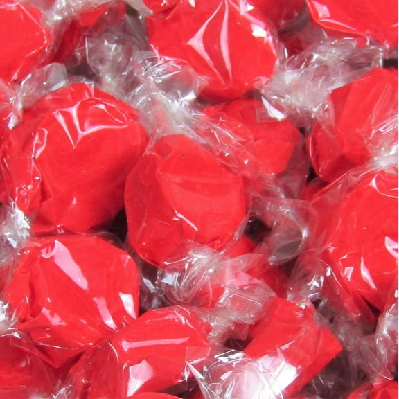 Cherry Red Taffy Chews by It's Delish, 2 lbs Bulk Bag - Individually Wrapped Gourmet Soft Fluff Taffy - Great Candy for Red Themed Parties, USA Made
