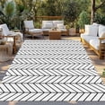 thumbnail image 2 of White Geometric Outdoor Rug for Patio/Deck/Porch, Non-Slip Large Area Rug 3 x 5 Ft, Modern Minimalism Black Striped Lines Indoor Outdoor Rugs Washable Area Rugs, Reversible Camping Rug Carpet Runner, 2 of 8
