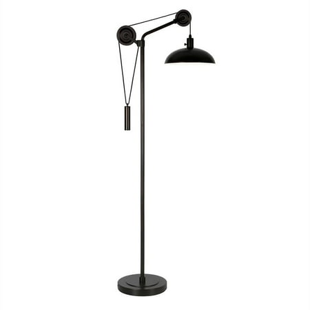 Henn Hart Industrial Metal Blackened Bronze Pulley Floor Lamp With Shade Canada Henn Hart Industrial Metal Blackened, Black Metal Shade Floor Lamp