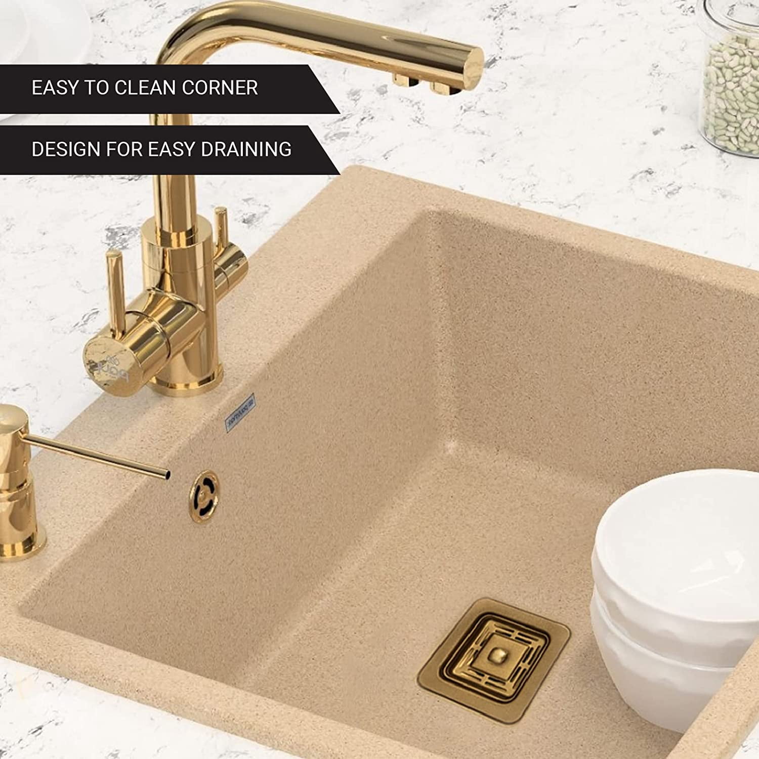 Strictly Sinks Stainless Steel Square Garbage Disposal Adapter for Kitchen Sink Durable with Drain