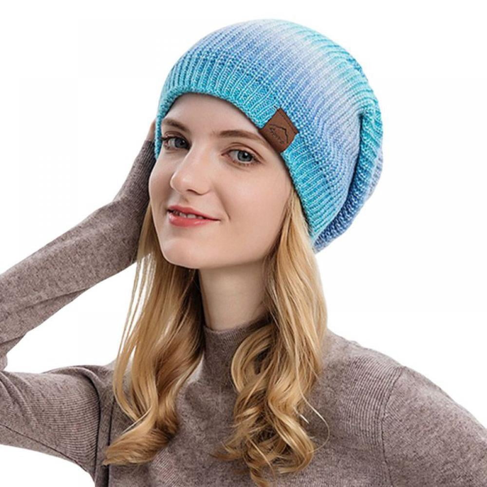 Men Knitted Slouchy Beanie Hat Gradient 
