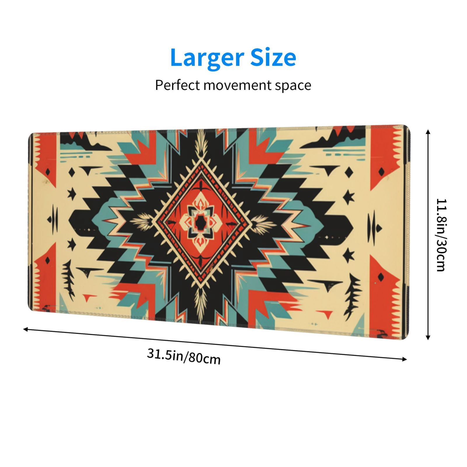 Southwest Native American Cool Vintage Mouse Pad Extended Large Gaming Mousepad Non-Slip Rubber Big Keyboard Desk Mat 31.5 X 11.8 Inch