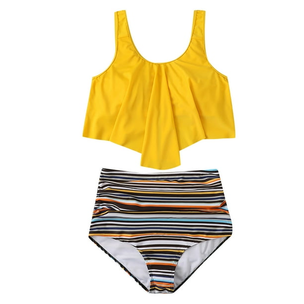 Elegante traje de baño con volantes estampado sin espalda cómodo para mujer Bikini Split traje de baño OAVQHLG3B Store lin121212