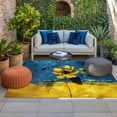 thumbnail image 2 of Blue Yellow Spring Floral Outdoor Rug for Patio/Deck/Porch, Non-Slip Large Area Rug 5 x 8 Ft, Watercolor Summer Botanical Indoor Outdoor Rugs Washable Area Rugs, Reversible Camping Rug Carpet Runner, 2 of 8
