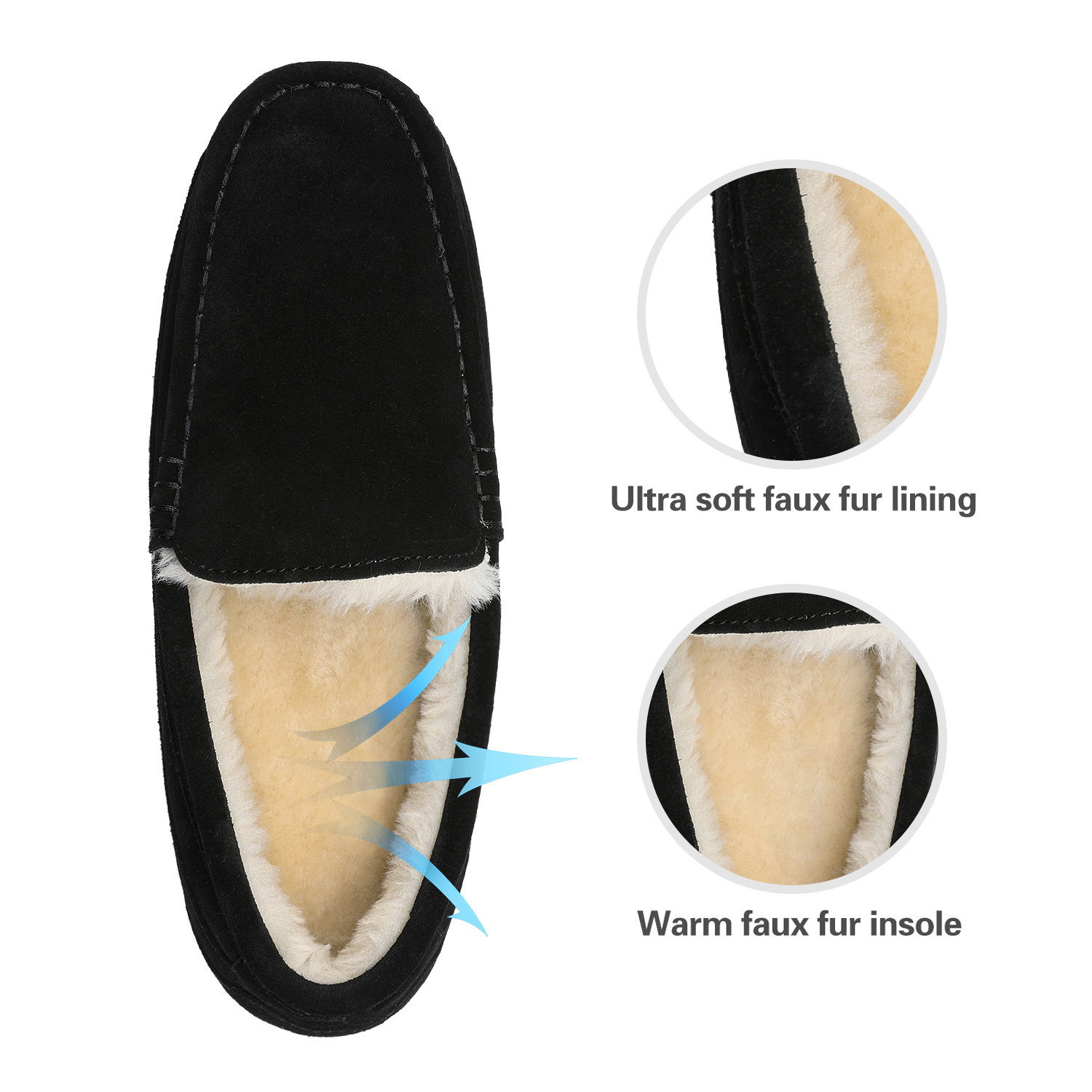 Dream Pairs New Soft Mens Au-Loafer Indoor Warm Moccasins Slippers Flats Shoes Au-Loafer-01 Black Size 7 - image 2 of 5