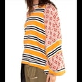 thumbnail image 3 of Sudadera con Cuello Redondo y Estampado Floral A Rayas con Bloques de Color para Mujer, Estilo Y2K Color Naranja L, 3 of 8