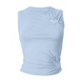 thumbnail image 4 of Heisall Womens Tops Spring Summer Solid Color Round Neck Irregular Pleats Waist-Cinching Heart Cutout 2025 New Arrival Fashion, 4 of 4