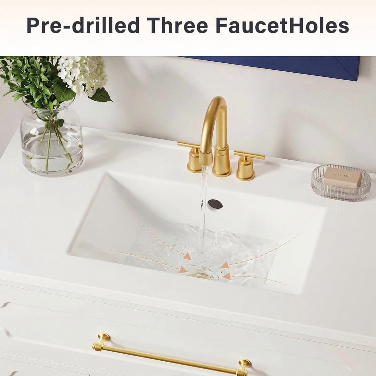 Lacoo 36'' Bathroom Vanity with Ceramic Sink Top, Modern Bathroom Storage Cabinet with Soft Close Drawers, Pre-Drilled Faucet Holes, Freestanding Vanity for Bathroom, White(2 Pack)