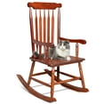thumbnail image 3 of Tbboys Rocking Chair, Solid Wooden Frame, Outdoor & Indoor Windsor Leisure Rocker Chair for Garden, Patio, Balcony,Porch, Bedroom,Living Room(Brown,1), 3 of 15