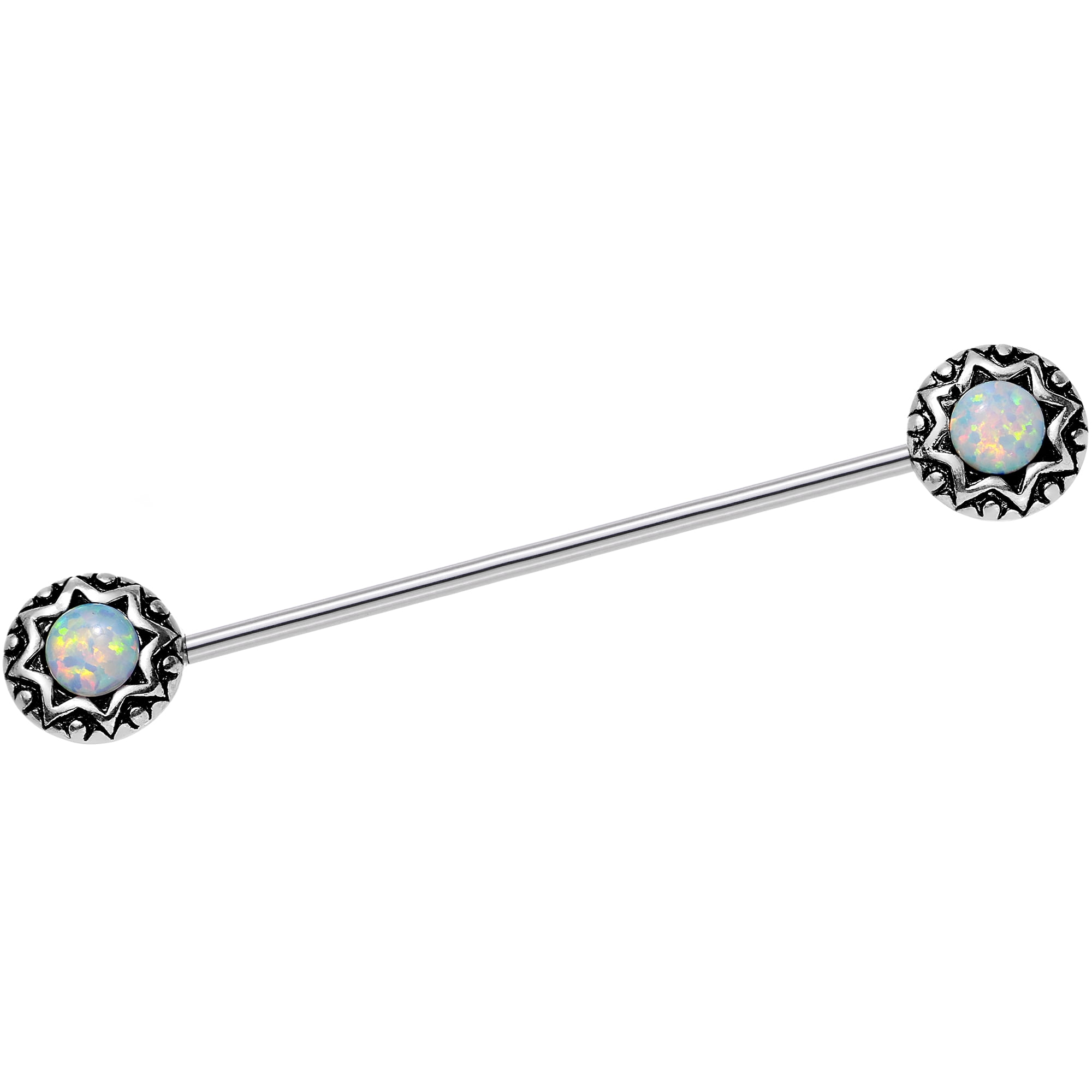 Body Candy Stainless Steel Blue Synthetic Opal Star Shine Helix Earring Industrial Barbell Piercing 14 Gauge 40mm 