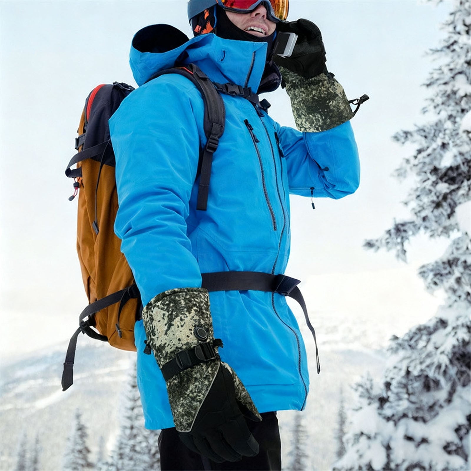 Heated Gloves for Men Women Winter Waterproof Touchscreen 3 Heating Levels Electric Hand Warmer for Skiing Hunting, 8 AA Batteries (Not Included)