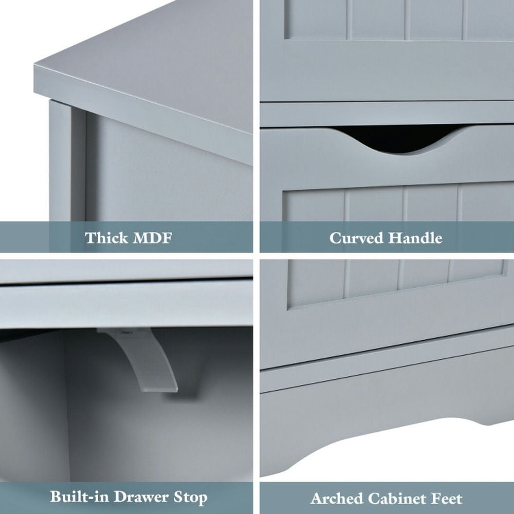 Finihen Storage Cabinet, Floor Cabinet, Floor Wooden Free Standing Storage Side Organizer for Bathroom, Living Room, Bedroom, Kitchen, for Bathroom, Living Room, Bedroom, Gray