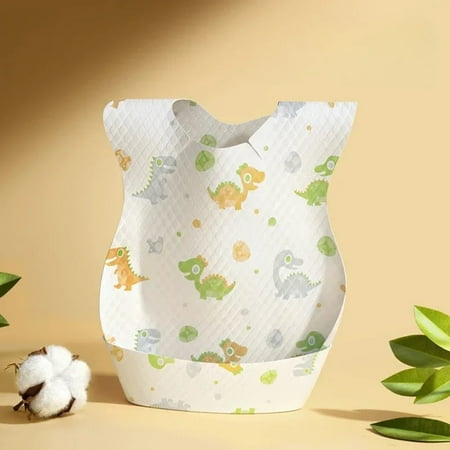 10Pcs Disposable Baby Bib Rice Pocket Thickened Waterproof Saliva Towel Portable Anti-dirty Children's Bib Kids Accessories Dinosaur-10pcs