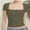 Army green, variant on Women's short Sleeve Short Sleeve Tops Square Neck T Shirts Fitted Basic Tee