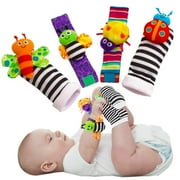 Baby Toys 0-6 Months - Baby Soft Wrist Rattles Foot Finder Socks Set, Infant Rattle Socks and Baby Hand Rattles Wrist, Infant Toys for 0-6, 6-12 Months Babies, Baby Gifts