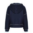 thumbnail image 5 of YUGYXL Fall Winter Cropped Hoodies for Women Casual Long Sleeve Drop Shoulders Hooded Pullover Loose Relaxed Sweatshirt Navy L, 5 of 7