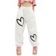 thumbnail image 1 of Pantalones Gibobby Mujeres con bolsillos Ajuste holgado Elástico Cordón Joggers Pantalones Entrenamiento Casual Corazón Estampado Pantalones holgados Correr Yoga Gimnasio Plus Deporte Blanco XL, 1 of 4