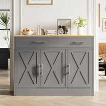 XgoodX Sideboard Buffet Cabinet with Storage, 43” Farmhouse Coffee Bar Storage Cabinet with Drawers and Shelves, Modern Buffet Table for Kitchen, Dining Room, Grey