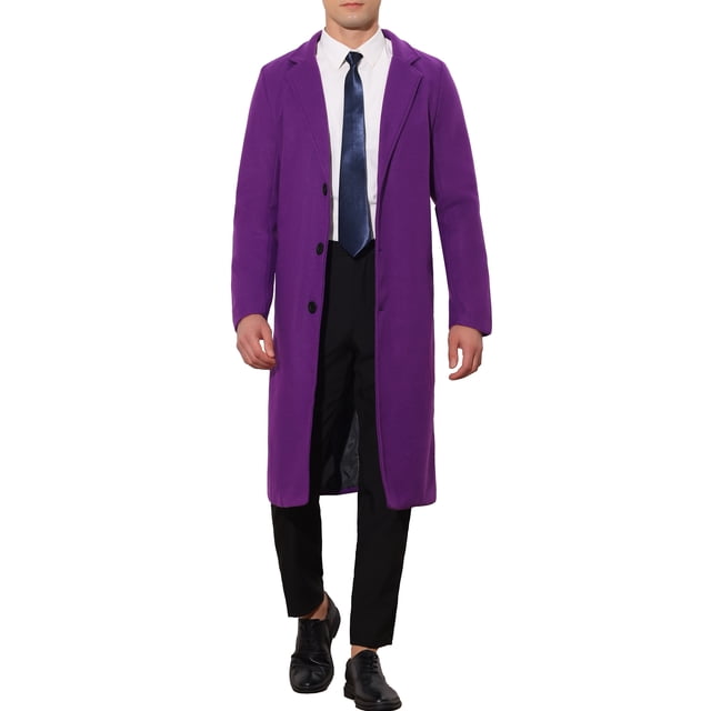 Abrigo de invierno Inspire Chic para hombre, abrigo de negocios de solapa de muesca de un solo botón, color púrpura