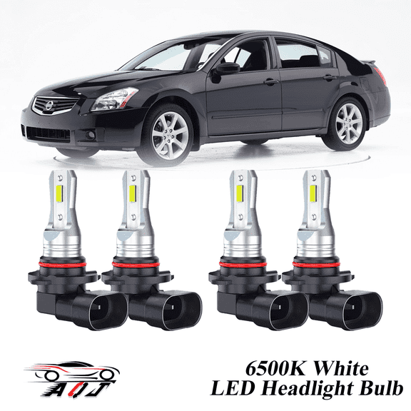 Compatible with Nissan Maxima 2004-2008 LED Headlight Bulbs KIT High Low Beam Combo (Pack of 4) , 6500K White 10,000LM Super Bright, Plug and Play