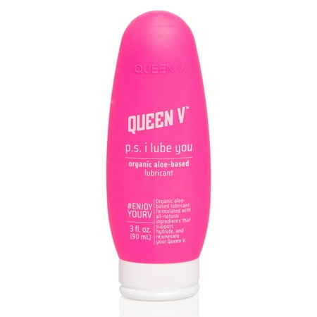 Queen V P.S. I Lube You Organic Aloe Lubricant Latex Friendly Hydrating All-Natural Lube, 3 Oz