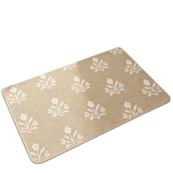 BOMD Modern Floral Flowers Brown Canvas Indoor Doormats, Non-Slip Absorbent