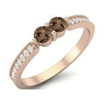 thumbnail image 2 of 3mm Round Smoky Quartz 925 Sterling Silver Rose Vermeil Two Stone Mother's Day Gift Ring, 2 of 3