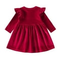 thumbnail image 5 of SILVERCELL 9M-5T Toddler Baby Girls Christmas Velvet Dresses Casual Pleated Dress Long Sleeve Party Dresses, 5 of 5