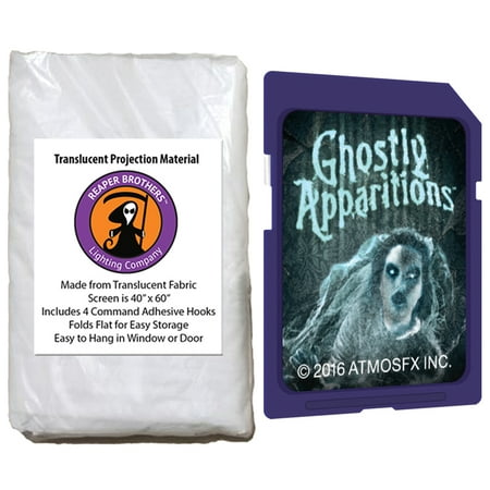 Rear Projection Screen Kit - Halloween Digital Decoration SD Card and Screen Kit includes AtmosfearFX Ghostly Apparitions SD Card + Reaper Bros 60