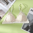 thumbnail image 7 of Jinhomg Women's Lace Bralettes Triangle Wireless Bras with Adjustable Straps V Neck Soft Unpadded Scalloped bras Beige 758085BC, 7 of 7