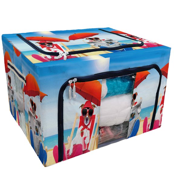 ECZJNT dog newspaper beach chair cocktail umbrella summer vacation hammocks Storage Bag Clear Window Storage Bins Boxes Large Capacity Foldable Stackable Organizer With Steel Metal Frame