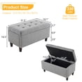 thumbnail image 4 of 31.5-inch PU Storage Bed Stool with Delicate Copper Nails, Comfortable Upholstered Footstool with Pretty Solid Wood Legs for Living Room Bedroom Apartment, Light Gray, 4 of 9